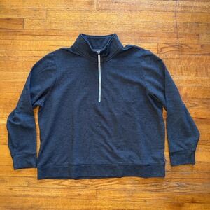 Eddie Bauer Mens 2XL Half Zip Pullover Mock Neck Long Sleeve Gray Comfort